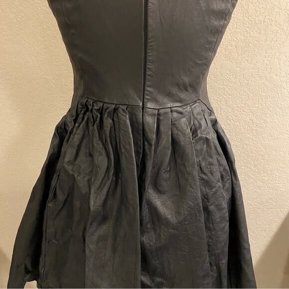 Rebecca Minkoff Leather Pleated Dress Black 10 - Picture 9 of 11